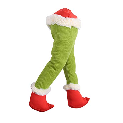 A Neimen 15.7In Plush Elf Legs Xmas Decorations Stuffed Elf Legs Stuck in Christmas Tree Ornament for Fireplace Party Decoration